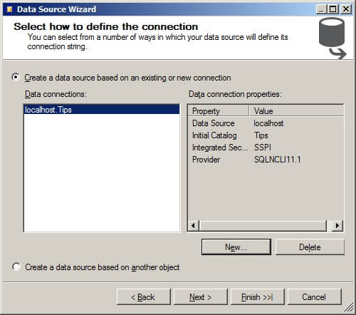 Completed data connection page