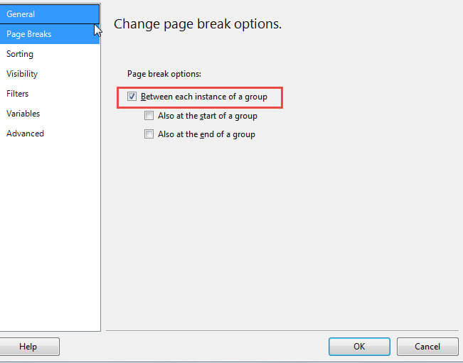 page break group