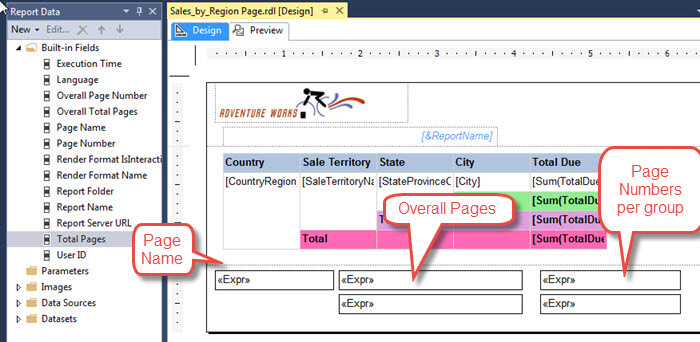 Page Number fields