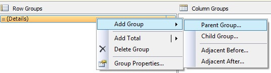 Adding Parent Row Group