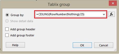 Tablix Group Expression Window