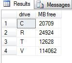 xp_fixeddrives result
