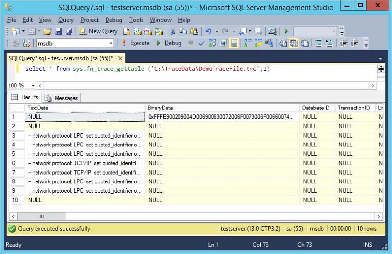 SQL Profiler - Query Trace file