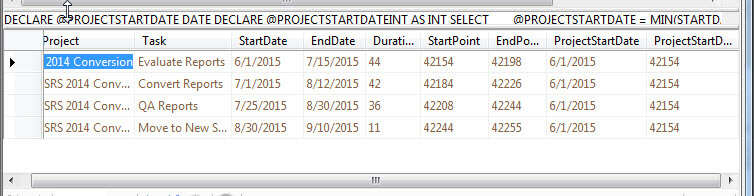 Gantt Query Results