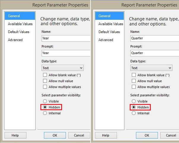 Report Parameter General Changes