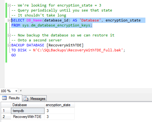 Recovering a SQL Server TDE Encrypted Database Successfully