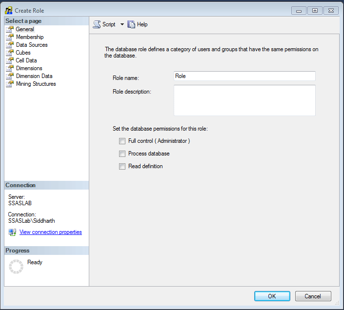 Create a SQL Server Analysis Services Role in Management Studio