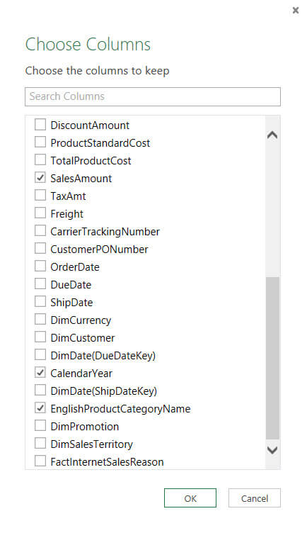 Choose columns