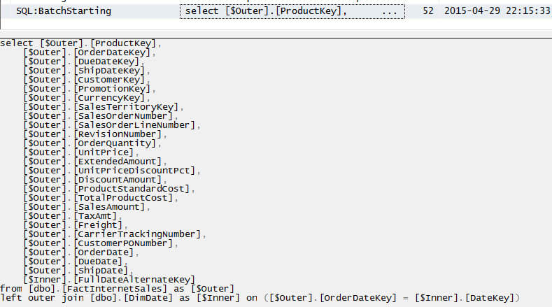 Full query in profiler