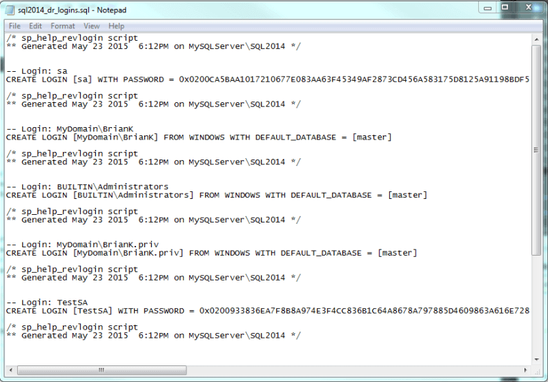 Outfile from automating with sqlcmd