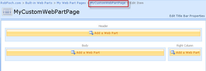 custom web part page