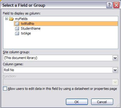 select a field