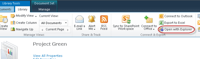 Opening a SharePoint Document Library from within Windows Explorer ...