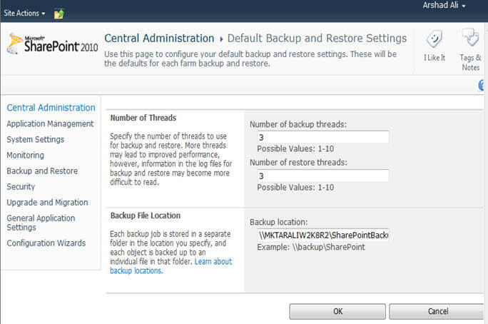 default backup