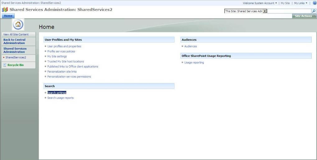search settings