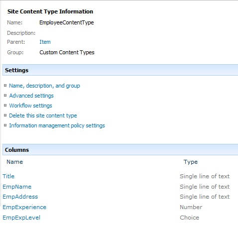 site content type