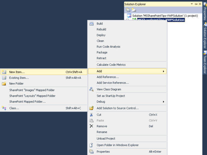 solution explorer