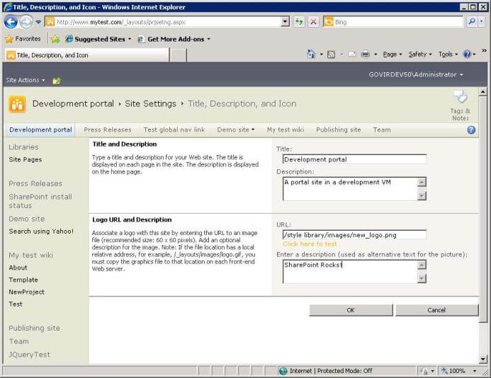 Selecting a new site icon in site settings