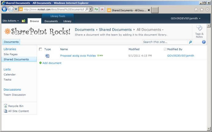 Standard document library view