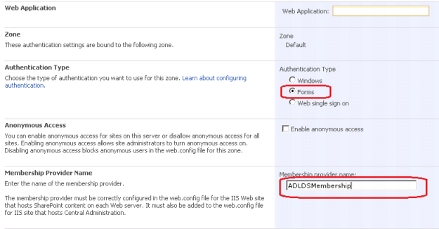 Select Forms authentication