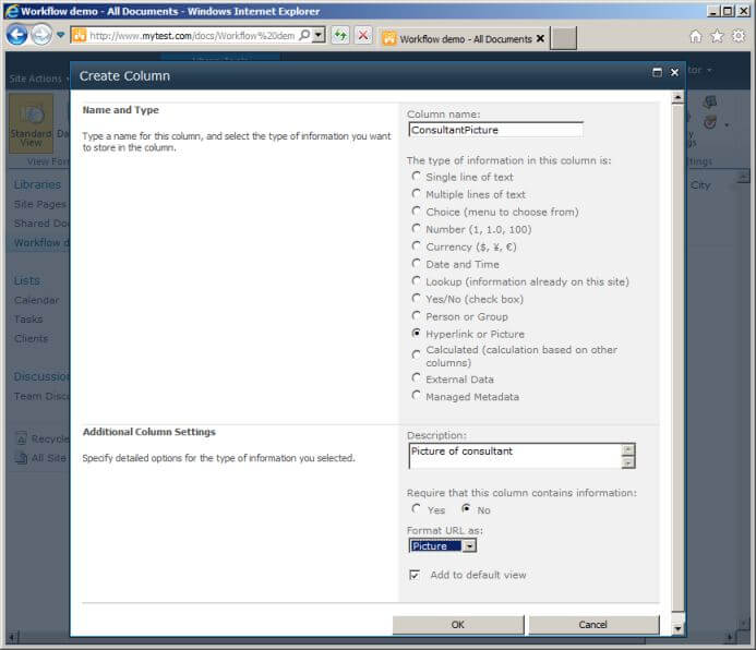 New consultant picture column