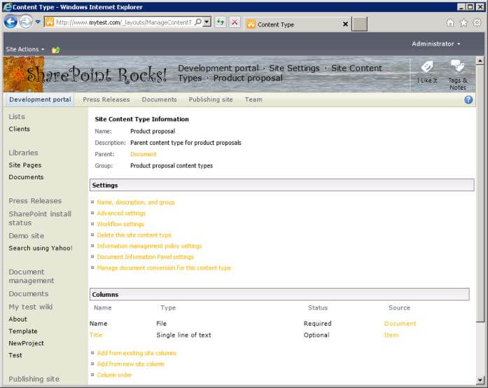 Summary screen for new parent content type
