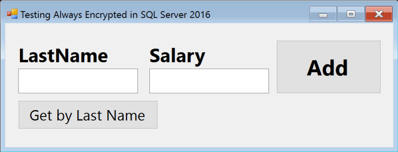 Always Encrypted demo Windows Forms app