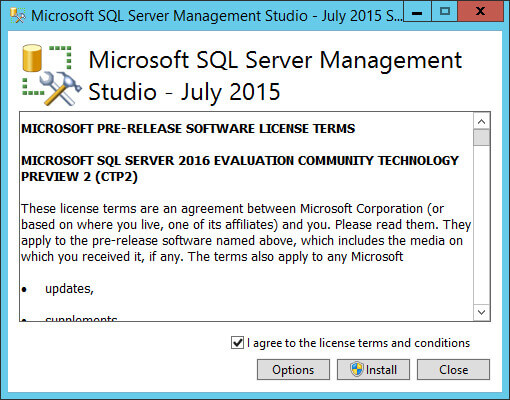 SSMS Installer Start Screen.