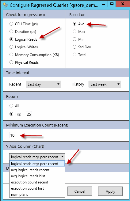 Regressed Queries Configuration Change