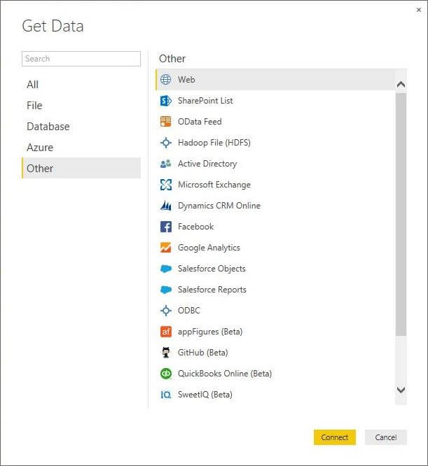 Get Data in Power BI Desktop