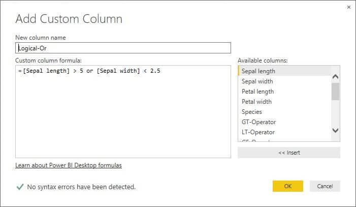 Add Custom Column for Logical Or Operator