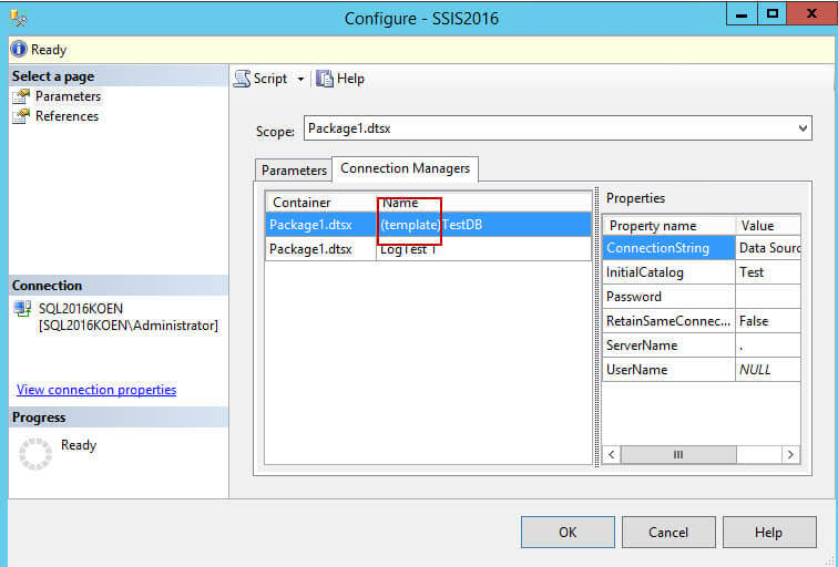 Template connection manager