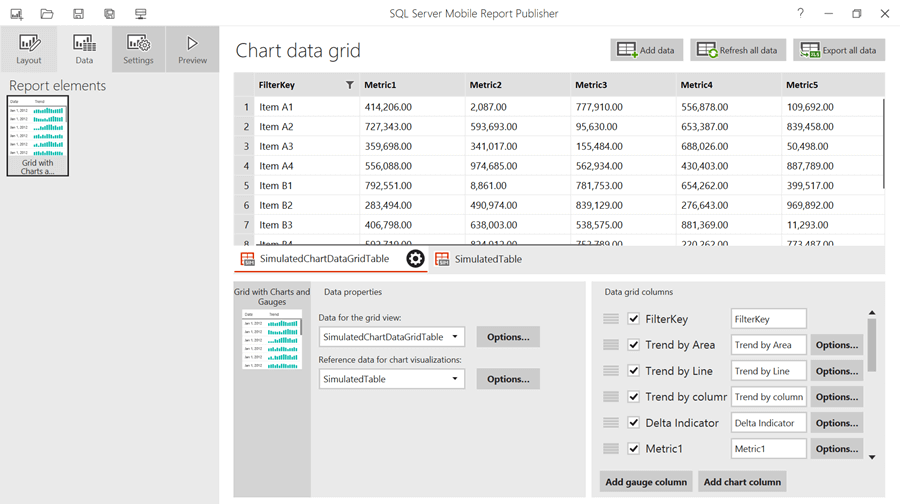 chart data grid