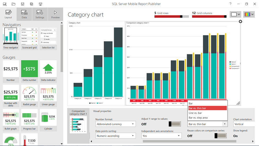SSRS Mobile Report Publisher category charts