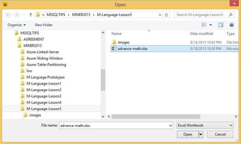 Open the advance-math.xls file