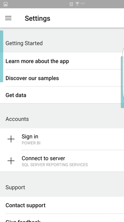 Settings Page for Power BI and SQL Server Reporting Services