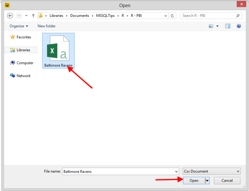 select csv file