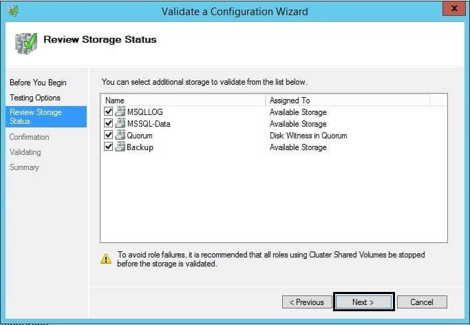 Choose shared storages