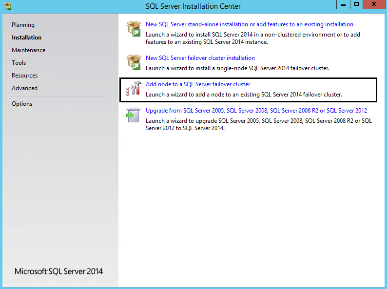 SQL Server Installation Center