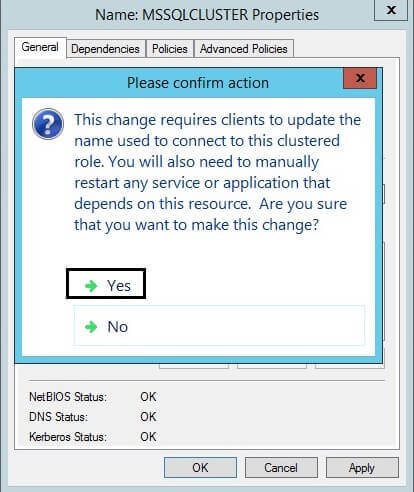 Confirmation window