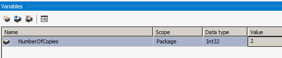 NumberofCopies Variable setup at the Package level