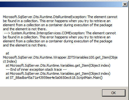 Error Message from the Try and Catch blocks of logic