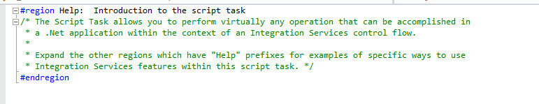 Regions Section of Code