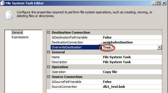 Overwrite destination file property