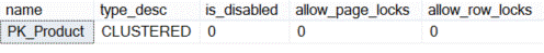 allow_page_locks and allow_row_locks options are disabled for the SQL Server index
