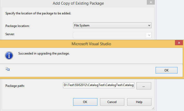 Upgrade an SSIS package to match the target version