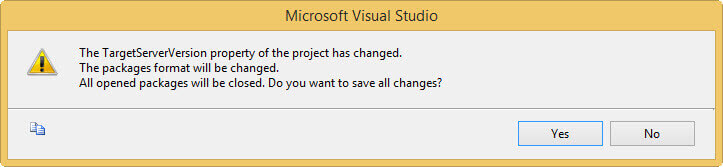 Warning Message when changing the compatibility of an SSIS Package