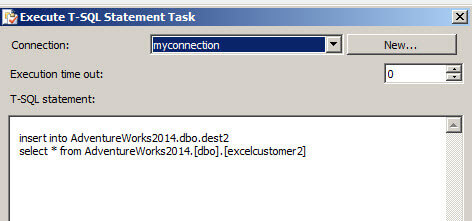 Execute T-SQL Statement Task