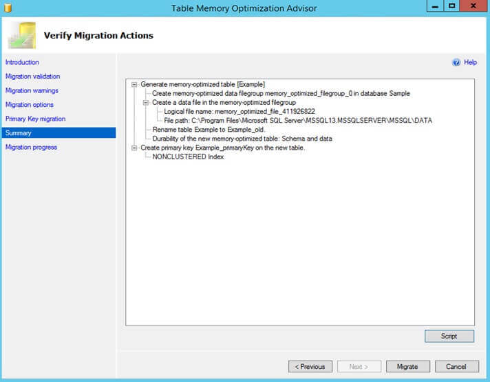 Verify Migration Actions