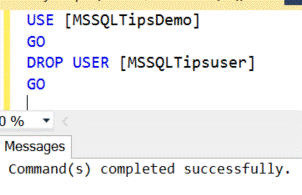 We can now drop the database user as it does not own any schemas: